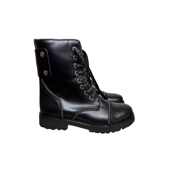 Zadig & Voltaire Leather Studded Joe Combat Boots Black New in Box - Picture 7 of 13